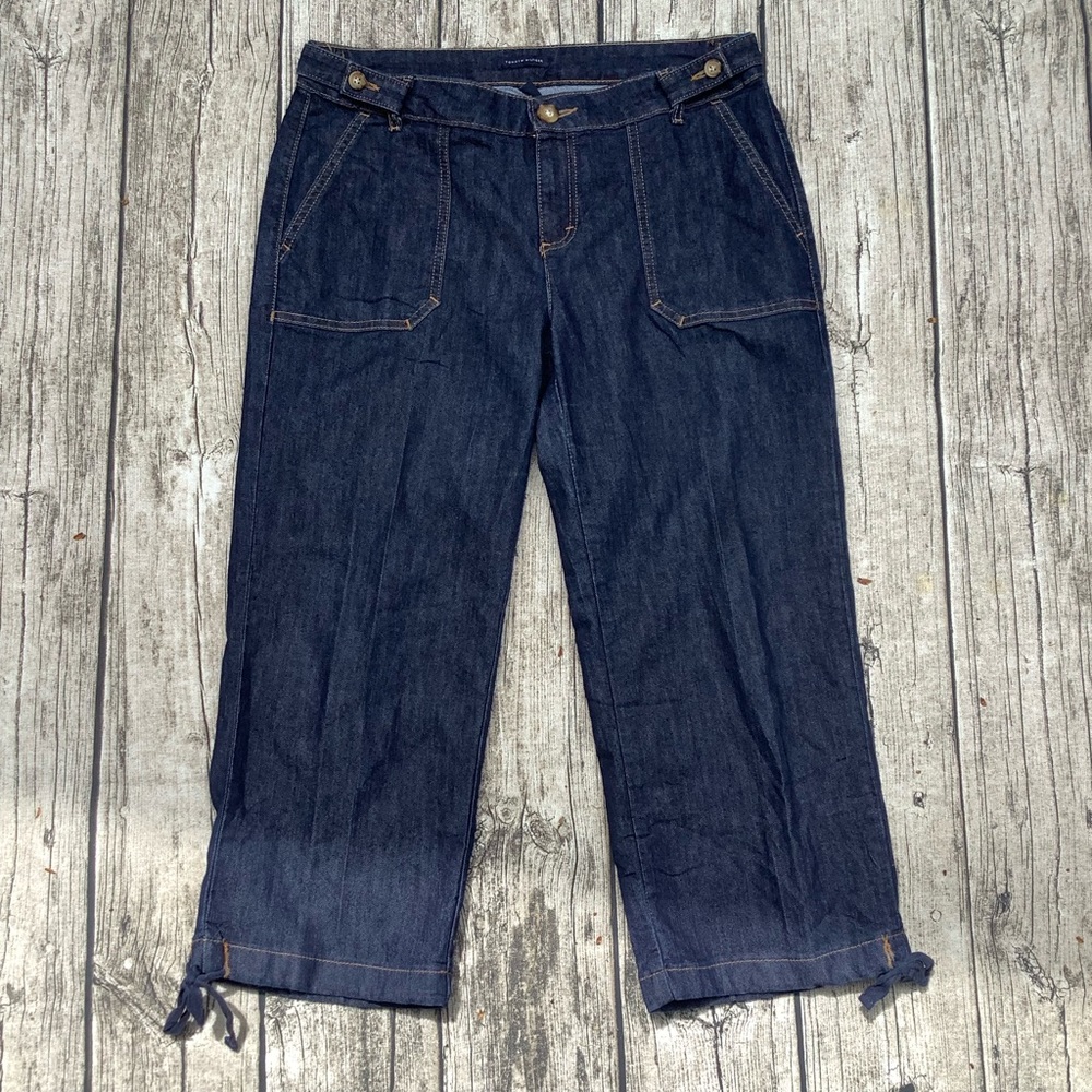 Tommy Hilfiger Womenβs Blue Ankle Cropped Jeans Capris Relaxed Fit Preppy